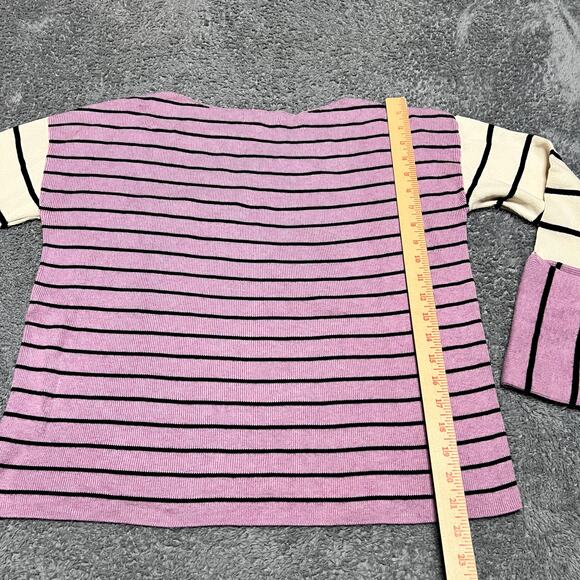 Anthropologie Sweater Womens Small Purple White Faye Striped Lightweight Casual - Picture 4 of 6